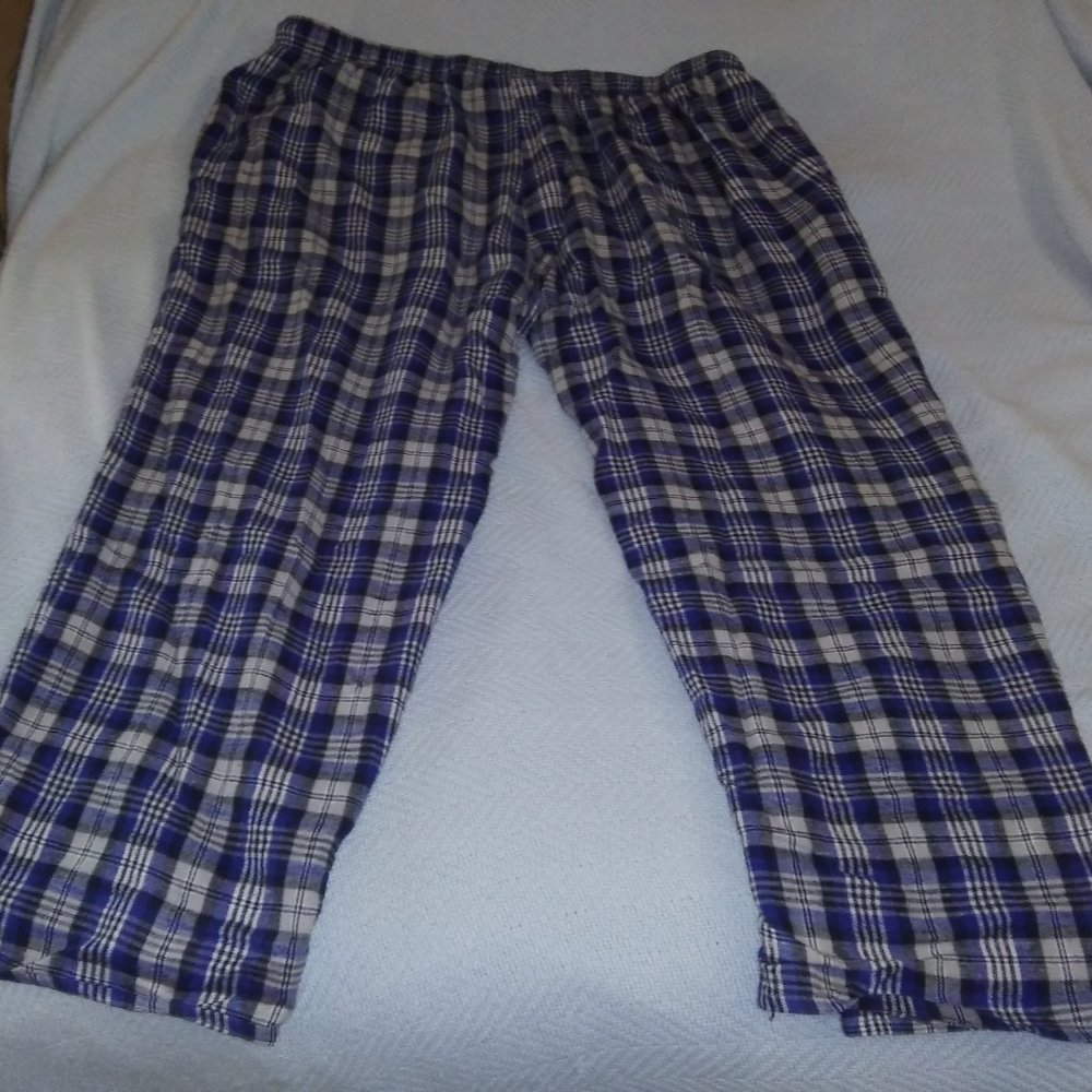 Men’s Plaid Pajama Pants XL Blue & White